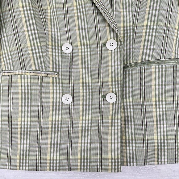 Urban Outfitters Womens Oversized Double Breasted Blazer Size Medium Plaid Green - Picture 4 of 14